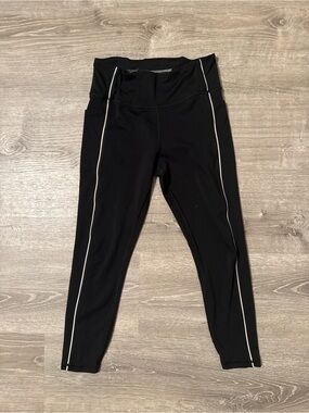 Victoria's Secret Black Leggings with White Side Piping